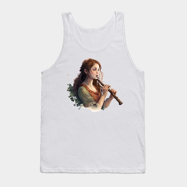 musical instrument | beautiful girl with flute Tank Top by A&A